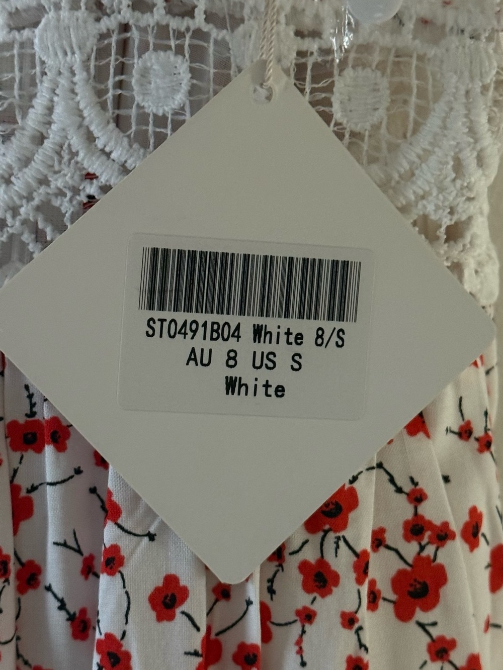 Angel Biba White Floral Lace Mini Dress S Romantic Cottagecore Boho Dress - Picture 14 of 14